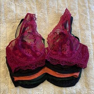 Pink Lace Bralette with Sheer Floral Patterns